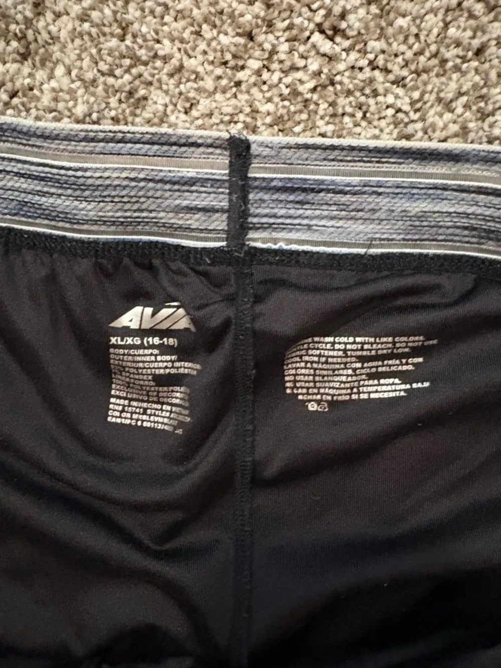 Avia Black and White Marble Athletic Shorts - Picture 3 of 6